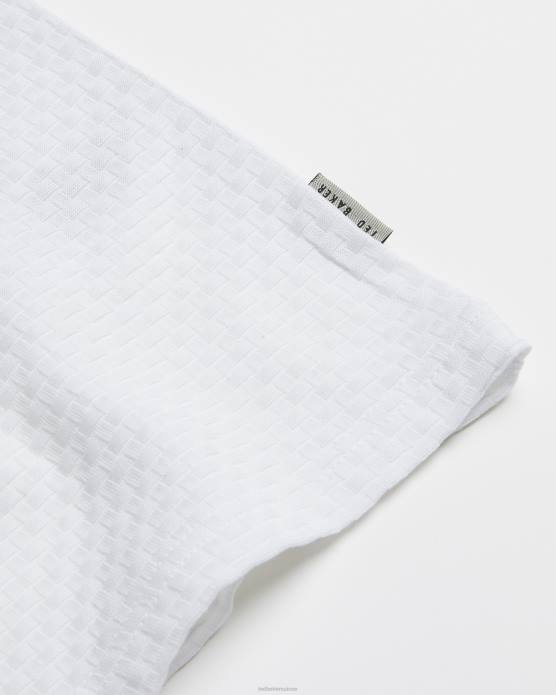 Ted Baker Hommes 60VD1572 vêtements t-shirt en coton texturé caramel blanc