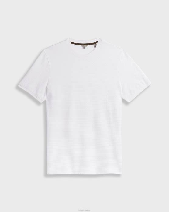 Ted Baker Hommes 60VD1572 vêtements t-shirt en coton texturé caramel blanc