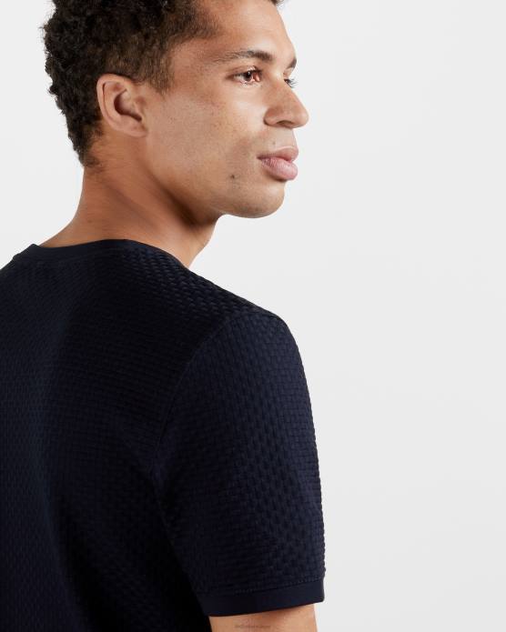 Ted Baker Hommes 60VD1574 vêtements t-shirt en coton texturé caramel marine
