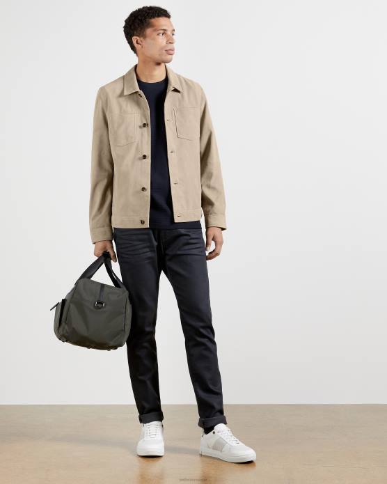 Ted Baker Hommes 60VD1574 vêtements t-shirt en coton texturé caramel marine