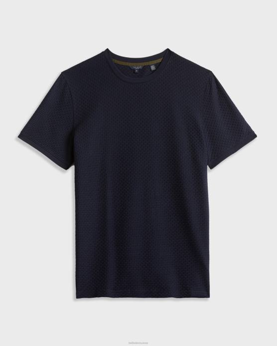 Ted Baker Hommes 60VD1574 vêtements t-shirt en coton texturé caramel marine