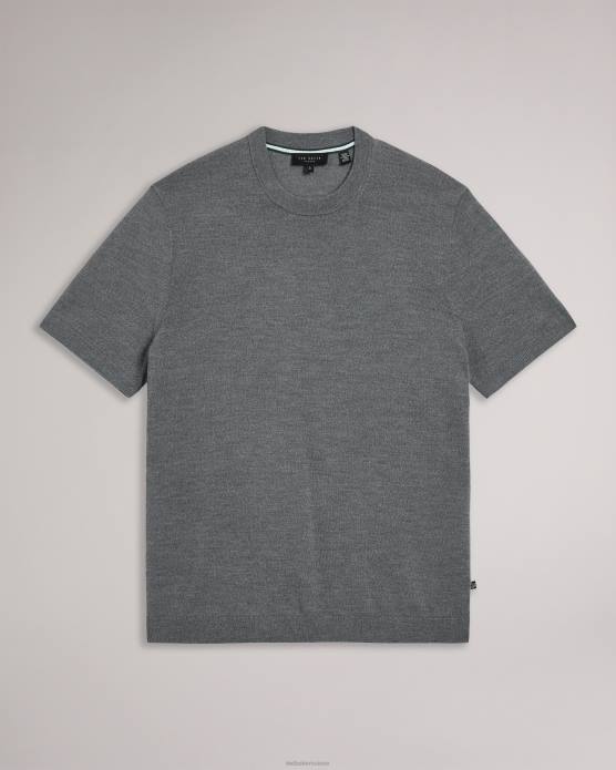 Ted Baker Hommes 60VD1582 vêtements t-shirt tricoté à manches courtes senti charbon