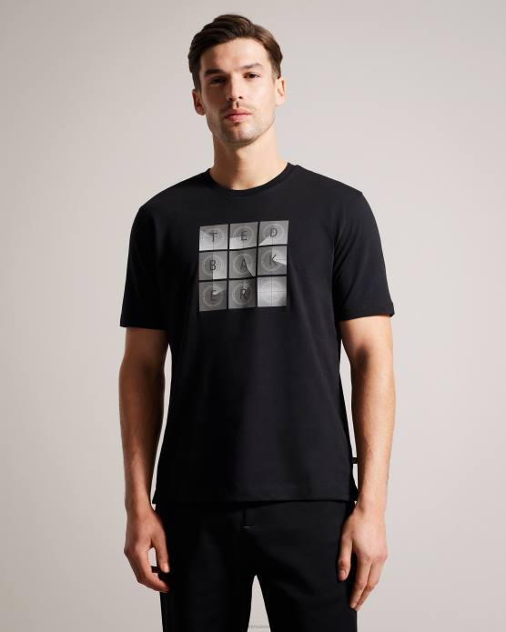 Ted Baker Hommes 60VD1589 vêtements farow - t-shirt griffé coupe classique à manches courtes noir