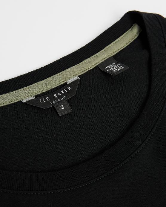 Ted Baker Hommes 60VD1592 vêtements t-shirt coupe régulière funda ss noir
