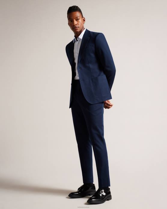 Ted Baker Hommes 60VD1230 vêtements veste de costume rayée en coton et lin shakerj marine