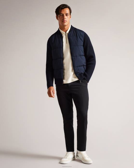 Ted Baker Hommes 60VD1233 vêtements veste zippée ouatée à manches longues spores marine