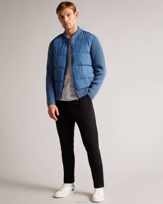 Ted Baker Hommes 60VD1247 vêtements veste zippée ouatée à manches longues spores bleu moyen