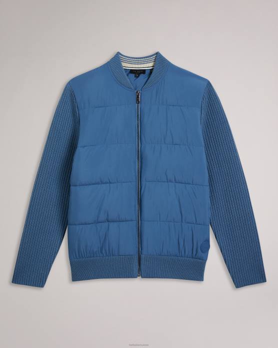 Ted Baker Hommes 60VD1247 vêtements veste zippée ouatée à manches longues spores bleu moyen