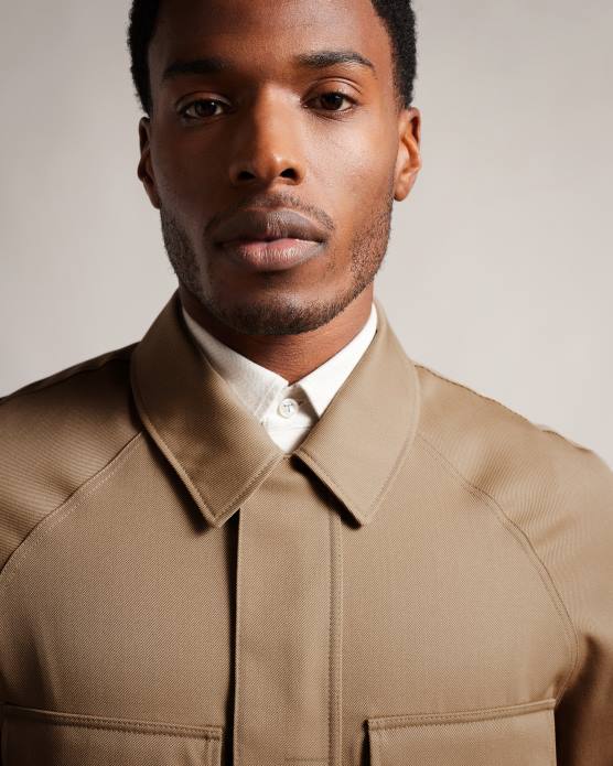 Ted Baker Hommes 60VD1260 vêtements veste finnj en pure laine à manches raglan naturel