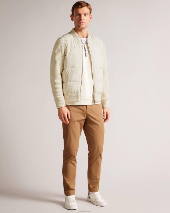 Ted Baker Hommes 60VD1282 vêtements veste zippée ouatée à manches longues spores naturel
