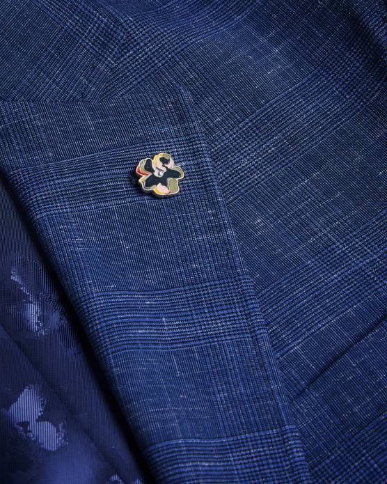 Ted Baker Hommes 60VD1359 vêtements veste de costume à carreaux en laine et lin audenj marine