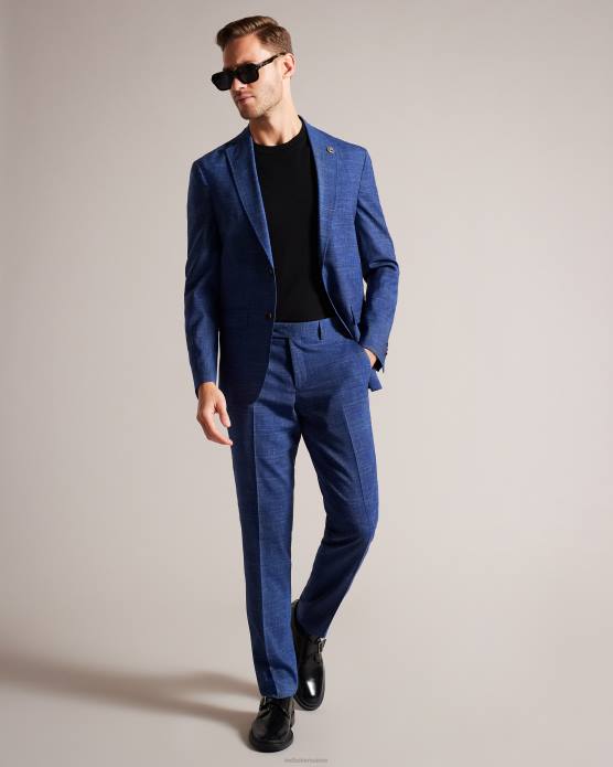 Ted Baker Hommes 60VD1359 vêtements veste de costume à carreaux en laine et lin audenj marine