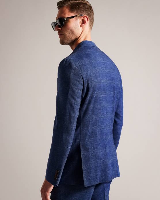 Ted Baker Hommes 60VD1359 vêtements veste de costume à carreaux en laine et lin audenj marine