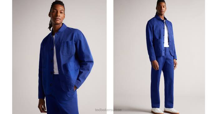 Ted Baker Hommes 60VD1450 vêtements veste à blocs de texture ivel bleu brillant