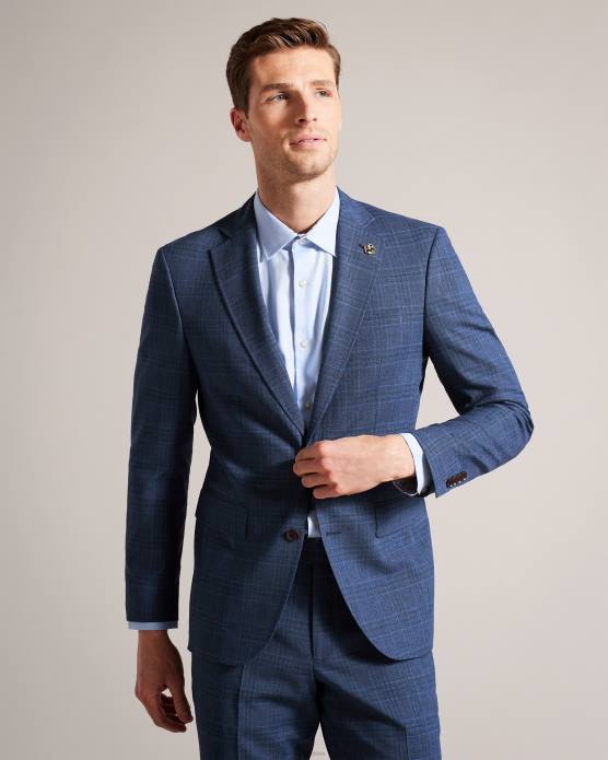 Ted Baker Hommes 60VD1483 vêtements veste de costume à carreaux bleu marine drydenj marine