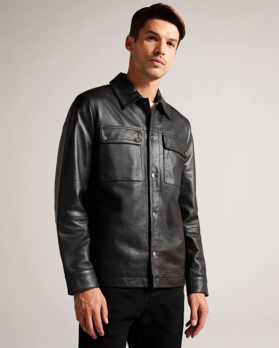 Ted Baker Hommes 60VD1516 vêtements veste en cuir garry noir