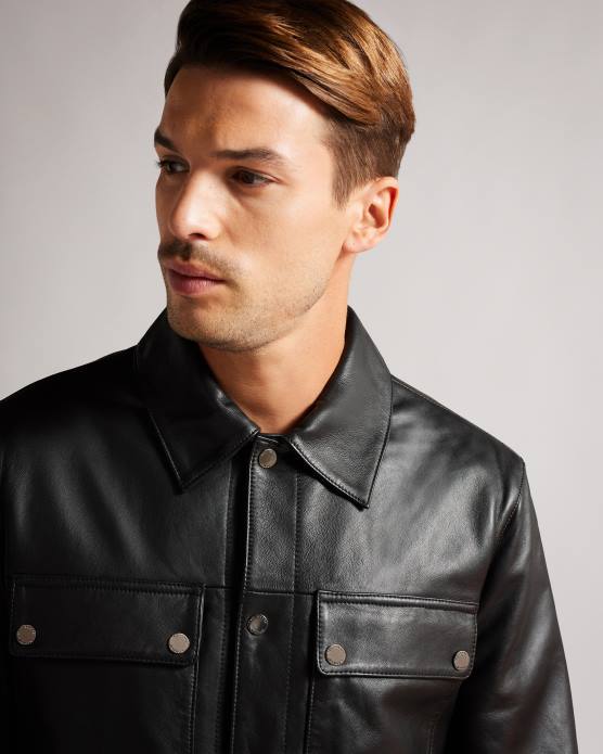 Ted Baker Hommes 60VD1516 vêtements veste en cuir garry noir