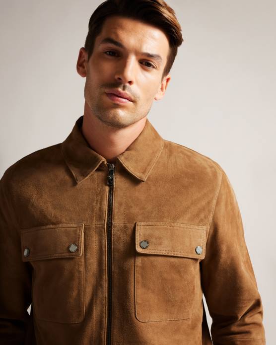 Ted Baker Hommes 60VD1598 vêtements veste zippée en daim thierry chameau