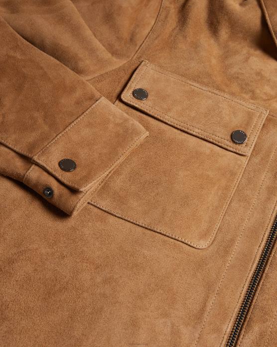 Ted Baker Hommes 60VD1598 vêtements veste zippée en daim thierry chameau