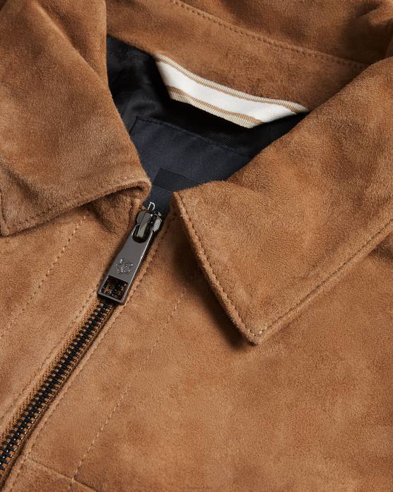 Ted Baker Hommes 60VD1598 vêtements veste zippée en daim thierry chameau