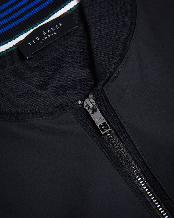 Ted Baker Hommes 60VD1625 vêtements Polnat - Veste de baseball à double fermeture éclair noir