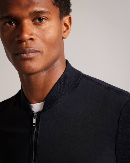 Ted Baker Hommes 60VD1625 vêtements Polnat - Veste de baseball à double fermeture éclair noir