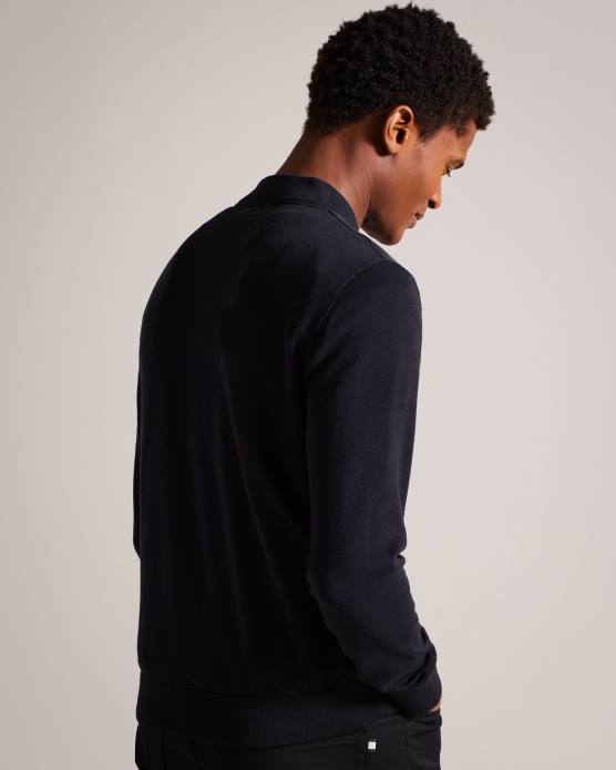 Ted Baker Hommes 60VD1625 vêtements Polnat - Veste de baseball à double fermeture éclair noir